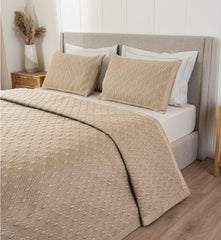 D'Decor Legacy II Collection Roasted Cashew-Marshmallow Quilted Bedspread Set - enera