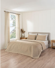 D'Decor Legacy II Collection Roasted Cashew-Marshmallow Quilted Bedspread Set - enera