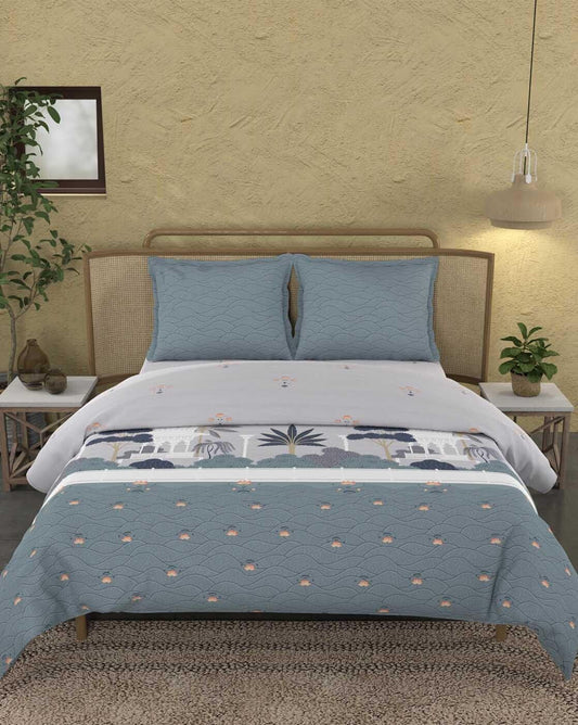 Enera Sanskriti Collection Pichwai -7294 Blue Color Double Bed comforter set - enera