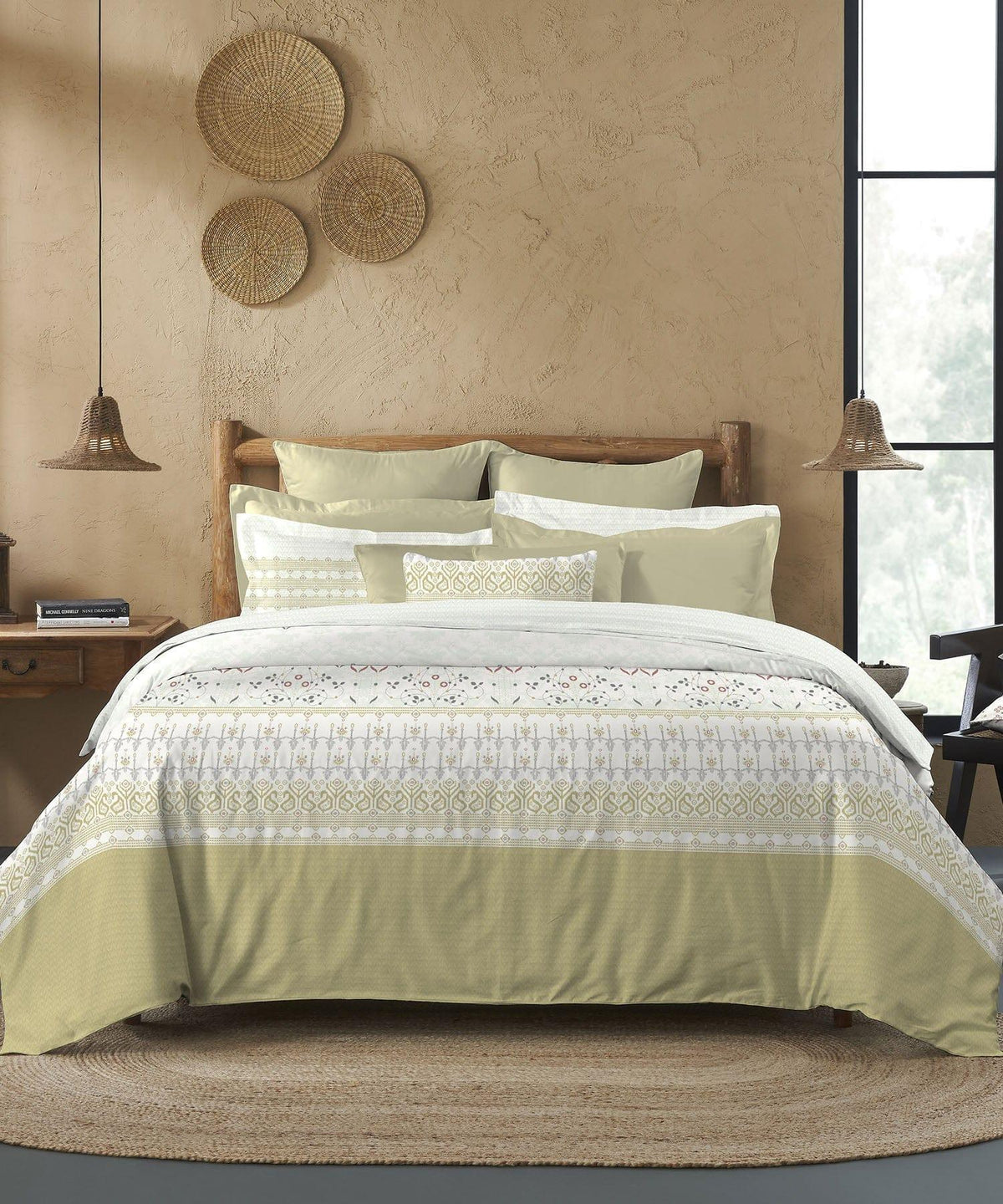 Enera Sanskriti Collection Jamdani -7263 Green Color Double Bed comforter set - enera