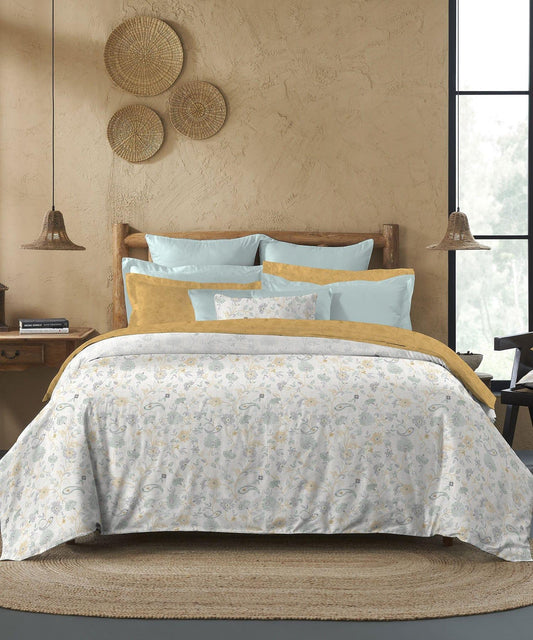 Enera Sanskriti Collection Kantha-7256 Sage Color Double Bed comforter set - enera