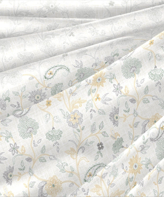 Enera Sanskriti Collection Kantha-7256 Sage Color Double Bed comforter set - enera