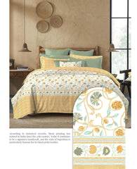 Enera Sanskriti Collection Block Print-7225 Mustard Color Double Bed comforter set - enera