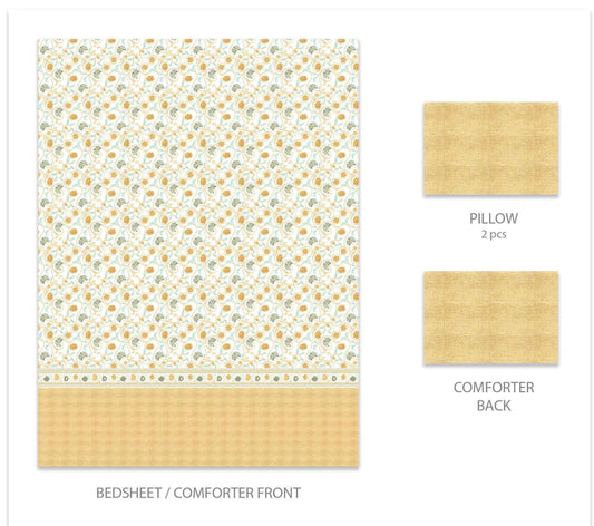 Enera Sanskriti Collection Block Print-7225 Mustard Color Double Bed comforter set - enera