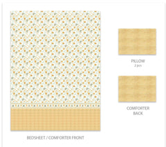 Enera Sanskriti Collection Block Print-7225 Mustard Color Double Bed comforter set - enera