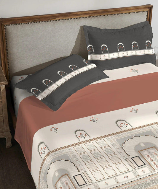 Enera Road To Jaipur Collection Chaukhat Color King Size Bedsheet Set - enera