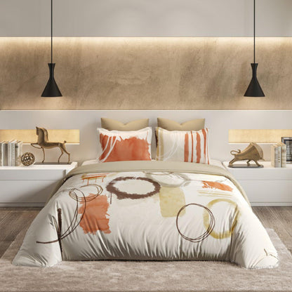 Enera Souvenir Collection Circles Coral Gold color King Size Double Bedsheet