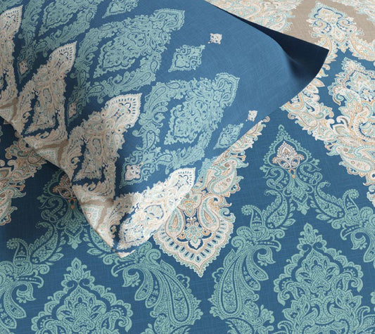 D'Decor Souvenir Collection Bridal Blush Midnight Blue color King Size Double Bedsheet - enera