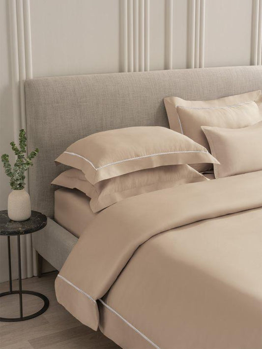 D'Decor Urban Timeless Collection Grace Sandstone Color Plain King Size double Bedsheet with 2 pillow covers - enera