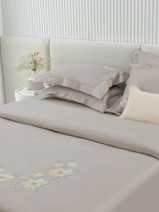 D'Decor Urban Timeless Collection Florence Fog Grey Color Plain King Size double Bedsheet with 2 pillow covers - enera