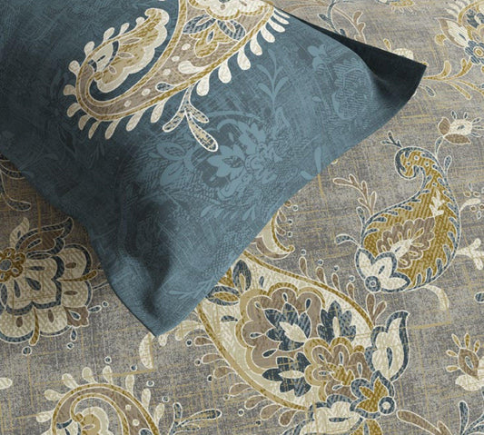 D'Decor Souvenir Collection Arona Goblin Blue Color Print Double Bedsheet - enera