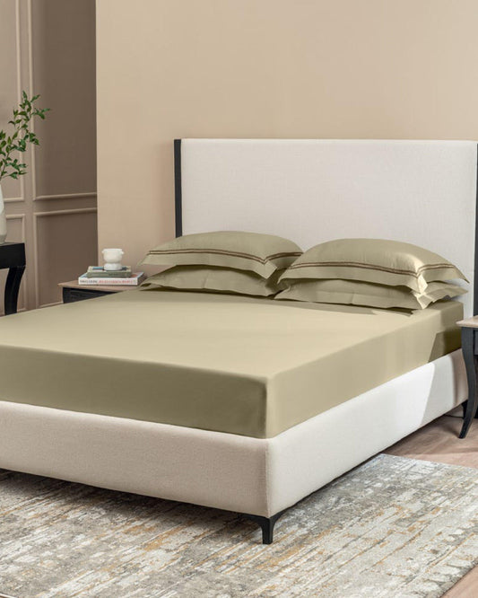 D'Decor Urban ll Timeless Collection Stellar French Oak Color double Bedsheet with 2 pillow covers - enera