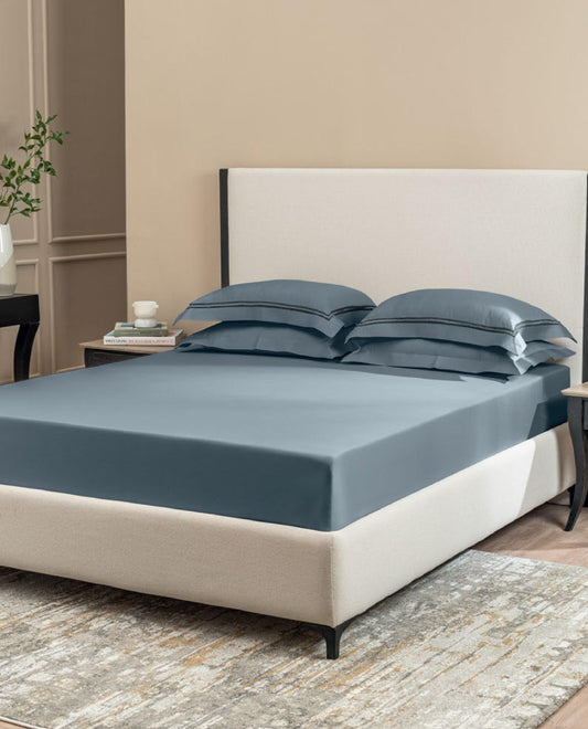 D'Decor Urban ll Timeless Collection Stellar Bluefin Color double Bedsheet with 2 pillow covers - enera