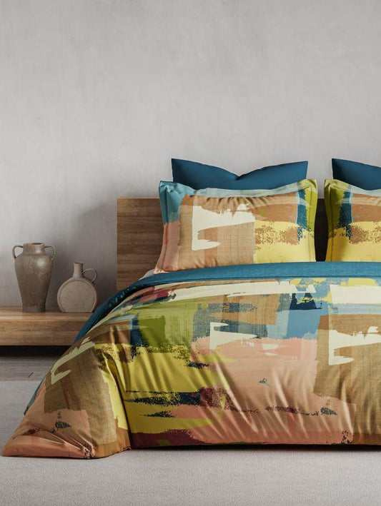 D'Decor Maxima Collection Spectra Steel Blue Color Super King Size Double Bedsheet - enera