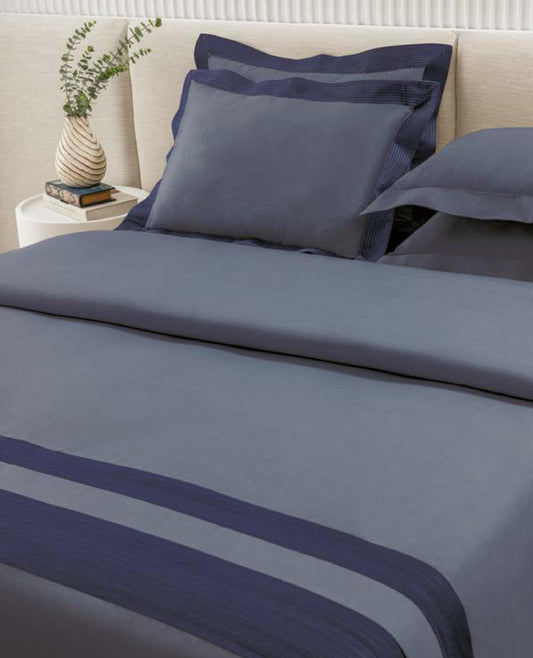 D'Decor Urban Timeless Collection Avalon-Stone Blue Stellar color Plain King Size double Bedsheet with 2 pillow covers - enera