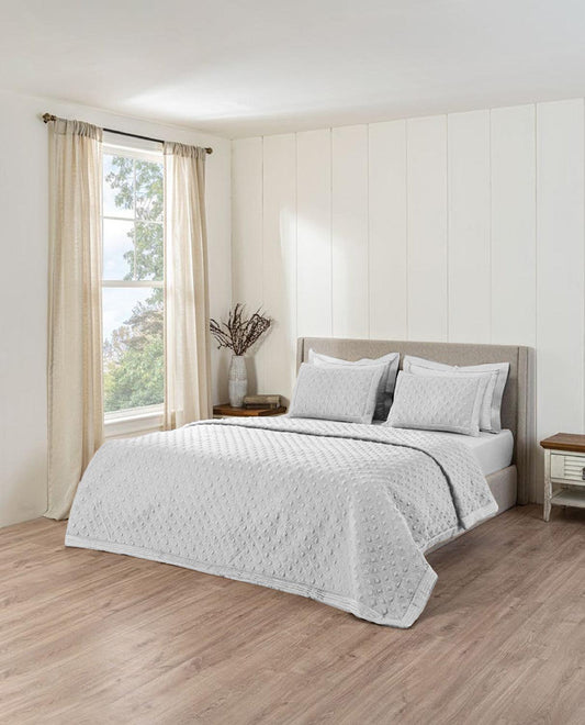 D'Decor Legacy II Collection Oxford-Oyster Color Quilted Bedspread Set - enera
