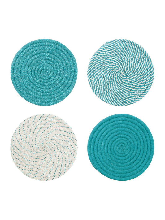Saprose Crafted Round Dining & Side Table Mat – 23cm, Pack of 4 Include Stand - enera