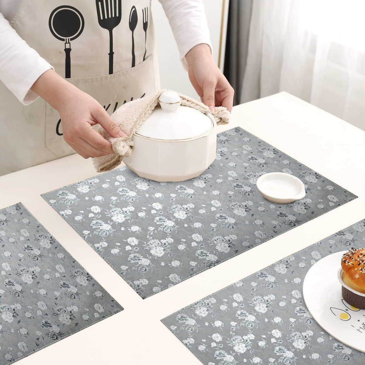 enera Leather Dining & Side Table Mat – 30cm x 45 cm, Pack of 6 - enera