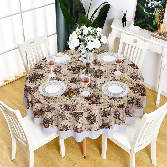 Enera Printed Round Cream Color Table Cover - enera