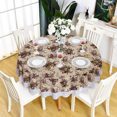Enera Printed Round Cream Color Table Cover - enera