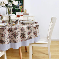 Enera Printed Round Cream Color Table Cover - enera