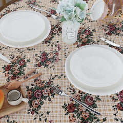 Enera Printed Round Cream Color Table Cover - enera