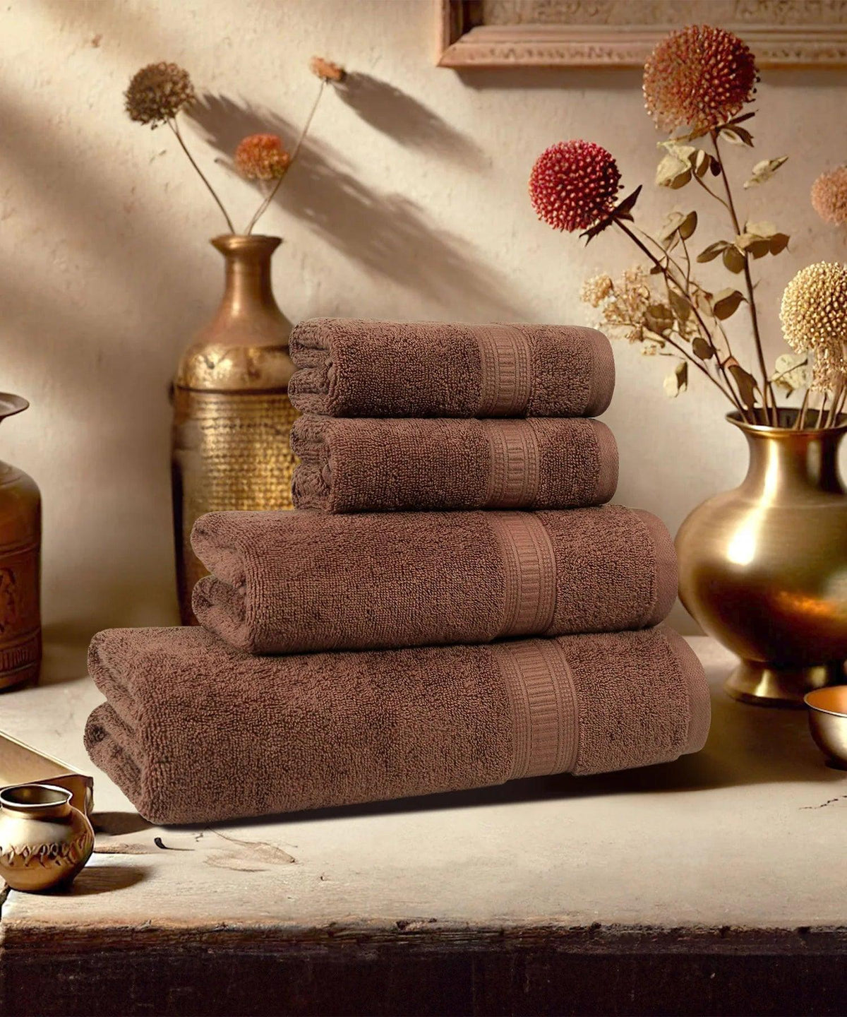 Enera Classic Collection Willow Wood Color 4 Pcs Bath Towel - enera