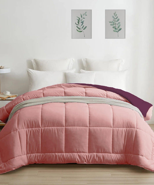 Enera Solid Micro Royal Opera Color Reversible Double Bed Comforter - enera