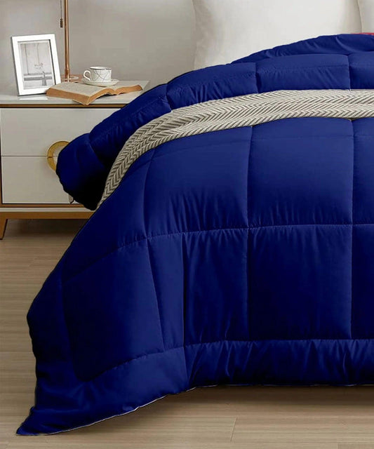 Enera Solid Micro Reversible Red & Blue Color Double Bed Comforter - enera