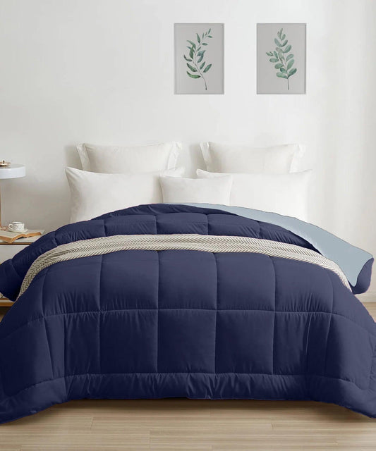 Enera Style Me Solid Sky Color Reversible Double Bed Comforter - enera