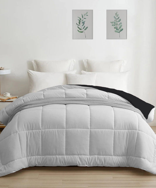 Enera Style Me Solid Black Pearl Color Reversible Double Bed Comforter - enera