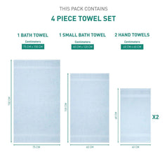 my Trident Bath Towel 4 Pcs Set 100% Cotton, Soft & Ultra Absorbent - enera