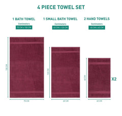 Enera Classic Collection Fig Wine Color 4 Pcs Bath Towel - enera