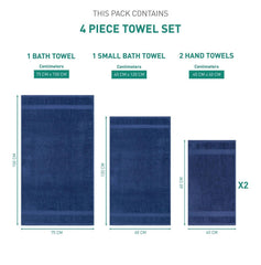 Enera Classic Collection Medieval Blue Color 4 Pcs Bath Towel - enera