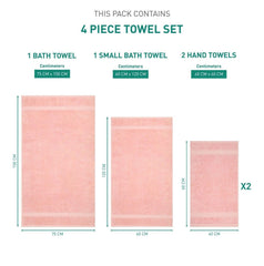 Enera Classic Collection Tender Peach Color 4 Pcs Bath Towel - enera