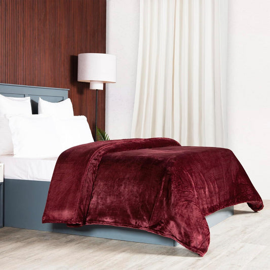 Enera Style Me Solid Scarlet Maroon Color Single Blanket - enera