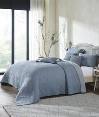 Enera Graham Cadet Blue Color King Size Bedcover - enera