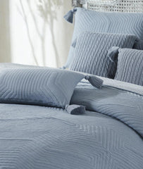 Enera Graham Cadet Blue Color King Size Bedcover - enera