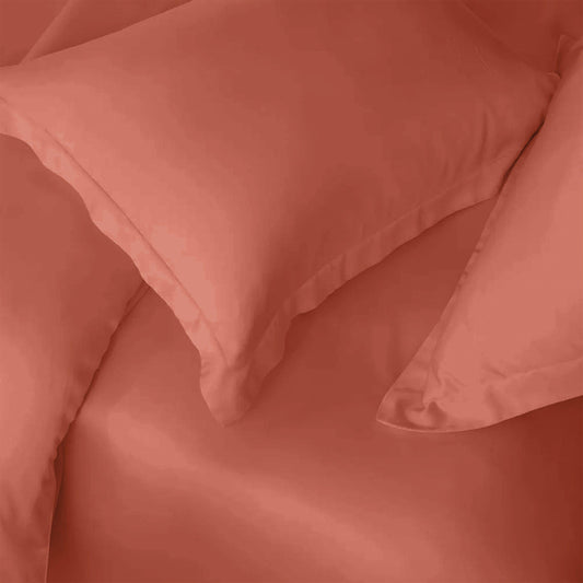 Enera Charm Collection Tarracotta Pink Color Plain King Size Double Bedsheet - enera
