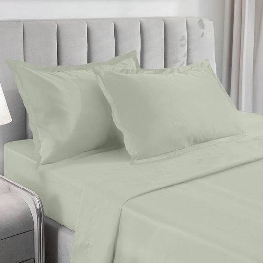 Enera Charm Collection Mist Green Color Plain King Size Bedsheet-600 TC(100% Cotton) - enera