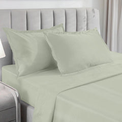 Enera Charm Collection Mist Green Color Plain King Size Bedsheet-600 TC(100% Cotton) - enera