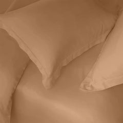 Enera Charm Collection Sand Beige Color Plain King Size Bedsheet-600 TC(100% Cotton) - enera