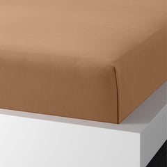 Enera Charm Collection Sand Beige Color Plain King Size Bedsheet-600 TC(100% Cotton) - enera