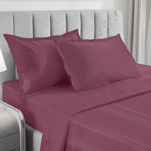 Enera Charm Collection Mocha Blush Color Plain King Size Bedsheet-600 TC(100% Cotton) - enera
