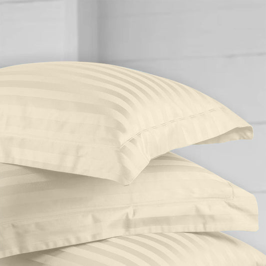 Enera Horizon Satin Stripe Vanila Mist Color King Size Double Bedsheet - enera