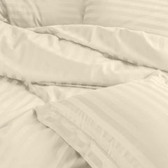 Enera Horizon Satin Stripe Vanila Mist Color King Size Bedsheet With 2 Pillow Covers-300TC(100% Cotton) - enera