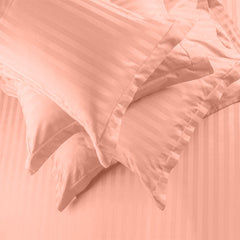 Enera Horizon Satin Stripe Sandstone Beige Color King Size Bedsheet With 2 Pillow Covers-300TC(100% Cotton) - enera