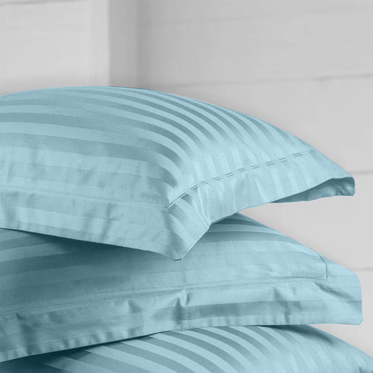 Enera Horizon Satin Stripe Sapphire Blue Color King Size Double Bedsheet - enera