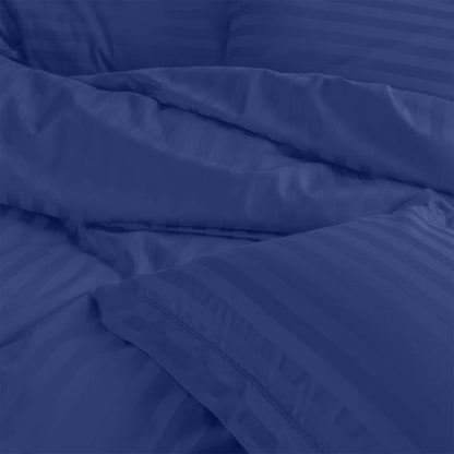 Enera Horizon Satin Stripe Indigo Blue color King Size double Bedsheet with 2 pillow covers - enera