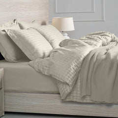 Enera Jacquard Edge Collection Ivory White Color King Size Bedsheet-300 TC(100% Cotton) - enera
